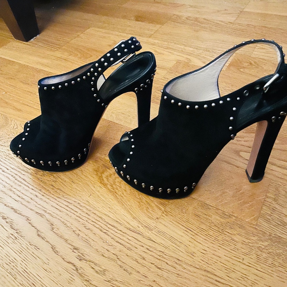 Prada suede studded platform heels  size 38.8